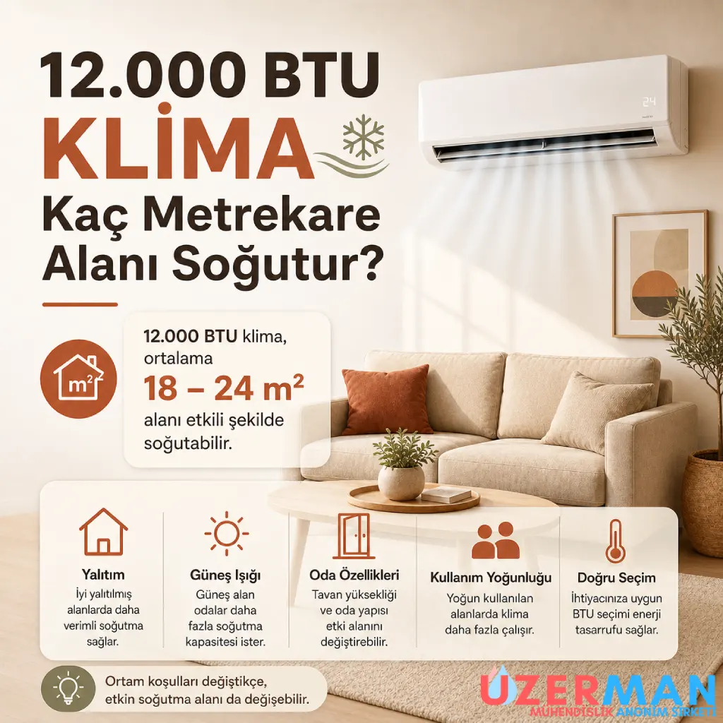 12.000 BTU Klima Kaç Metrekare Alanı Soğutur?