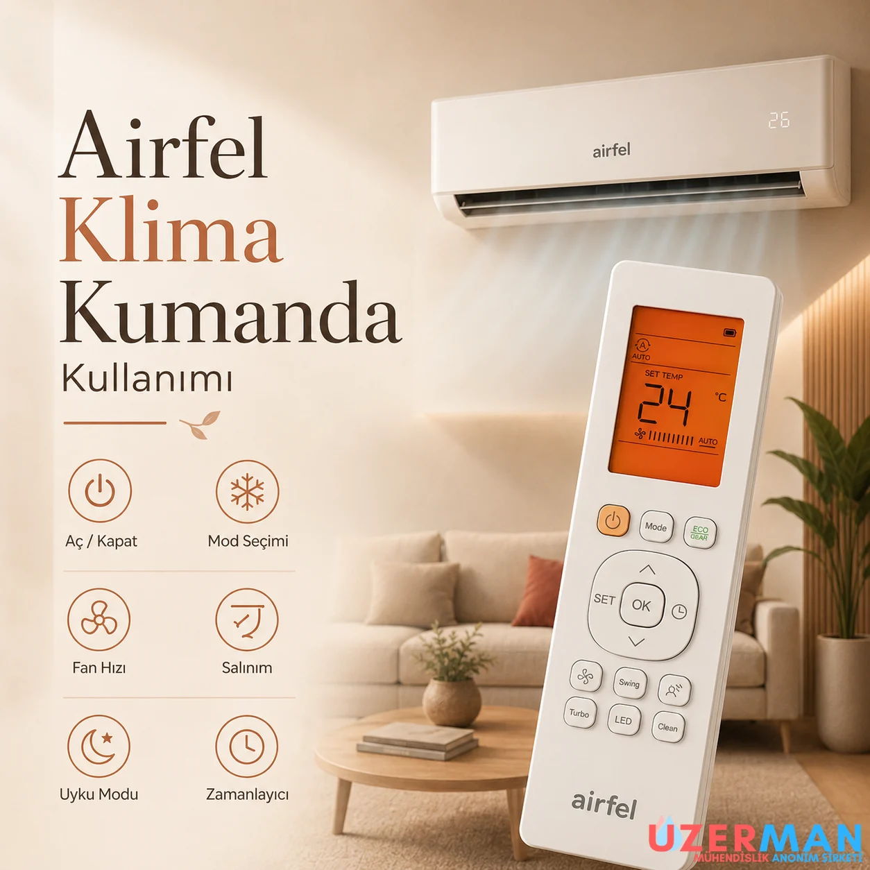 Airfel Klima Kumanda Kullanımı